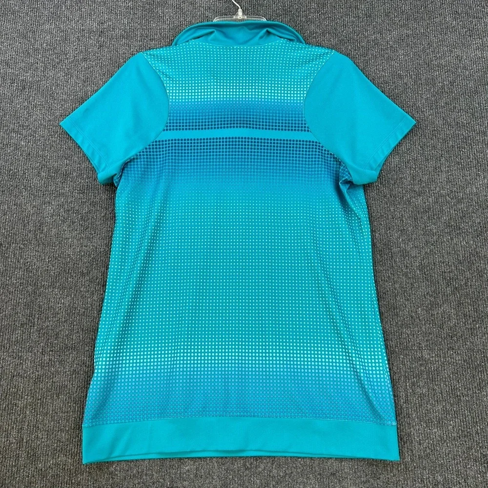 NIKE Golf Tour Performance Polo Shirt Women Medium Dri‎ Fit Blues Snap Neck